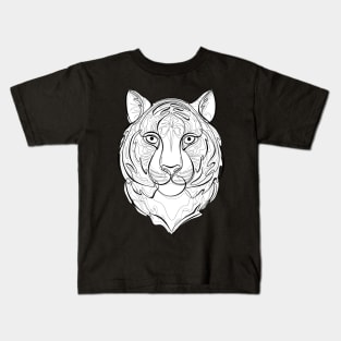 Continuous Line Tiger Portrait. 2022 New Year Symbol by Chinese Horoscope Kids T-Shirt